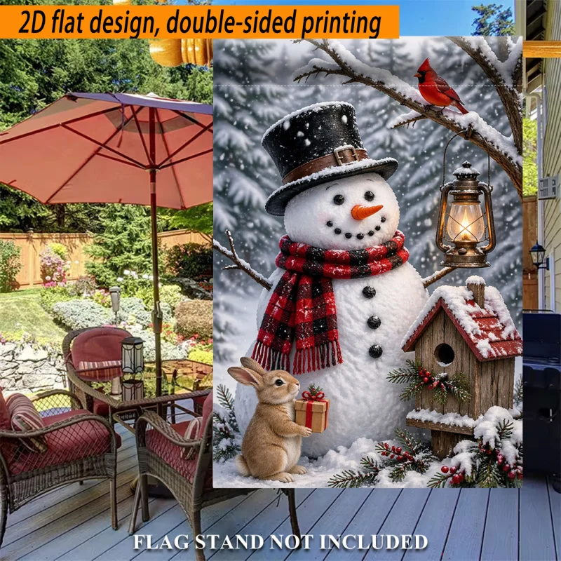 2D Flat, 1 Piece of 2D Flat Garden Flag Printed on Each Side, Yeti Christmas Red Bird Cute Rabbit Polyester Garden Flag, Holiday Yard Outdoor Flag, Suitable for Outdoor Home and Yard Holiday Decoration, Valentine's Day, Mother's Day, St. Patrick's Day
