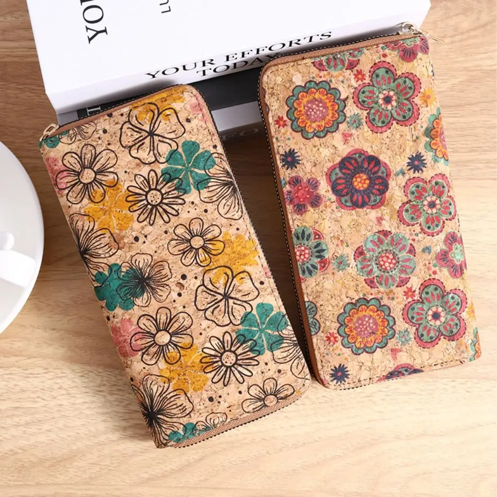 New Portable Coin Purse Wood Grain Large Capacity Card Holder Multiple Card Slots PU Leather Money Bag Girl