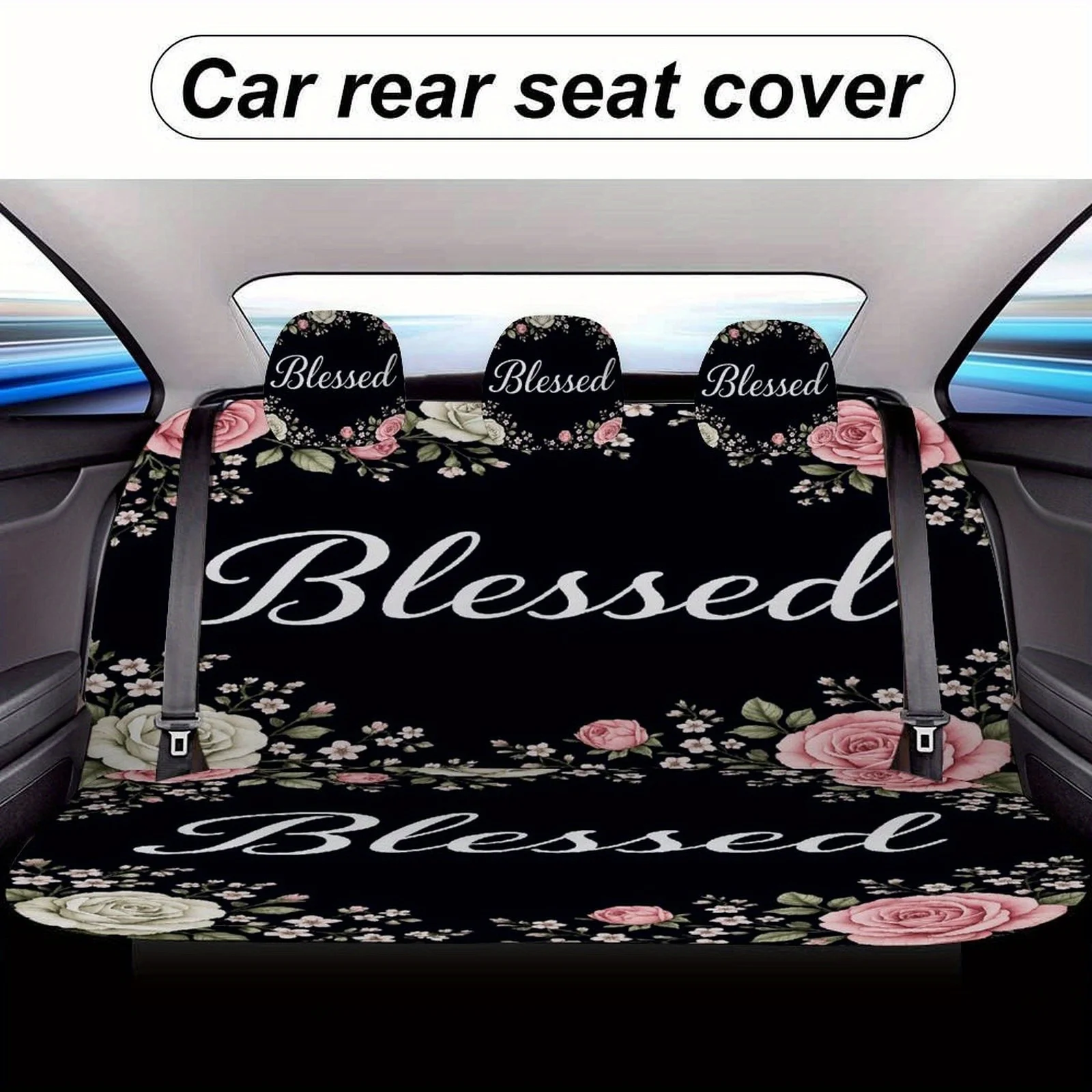 Blessed Floral Designed Car Seat Cover Set For Most Cars, Decorative Fashionable High-quality Car Seat Protector Covers Full Set