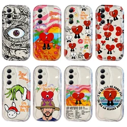 Yo Perreo Sola Bad Bunny 3D Wave Case For Samsung A73 A72 A71 A55 A54 A53 A35 A34 A33 A25 A24 A15 A14 A13 A05 A04 4G 5G Cover