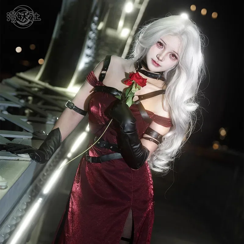 Костюм для косплея «Любовь и глубокий косплей», красное платье, очаровательная вуаль, униформа для женщин и девочек, реквизит для ролевых игр на Хэллоуин