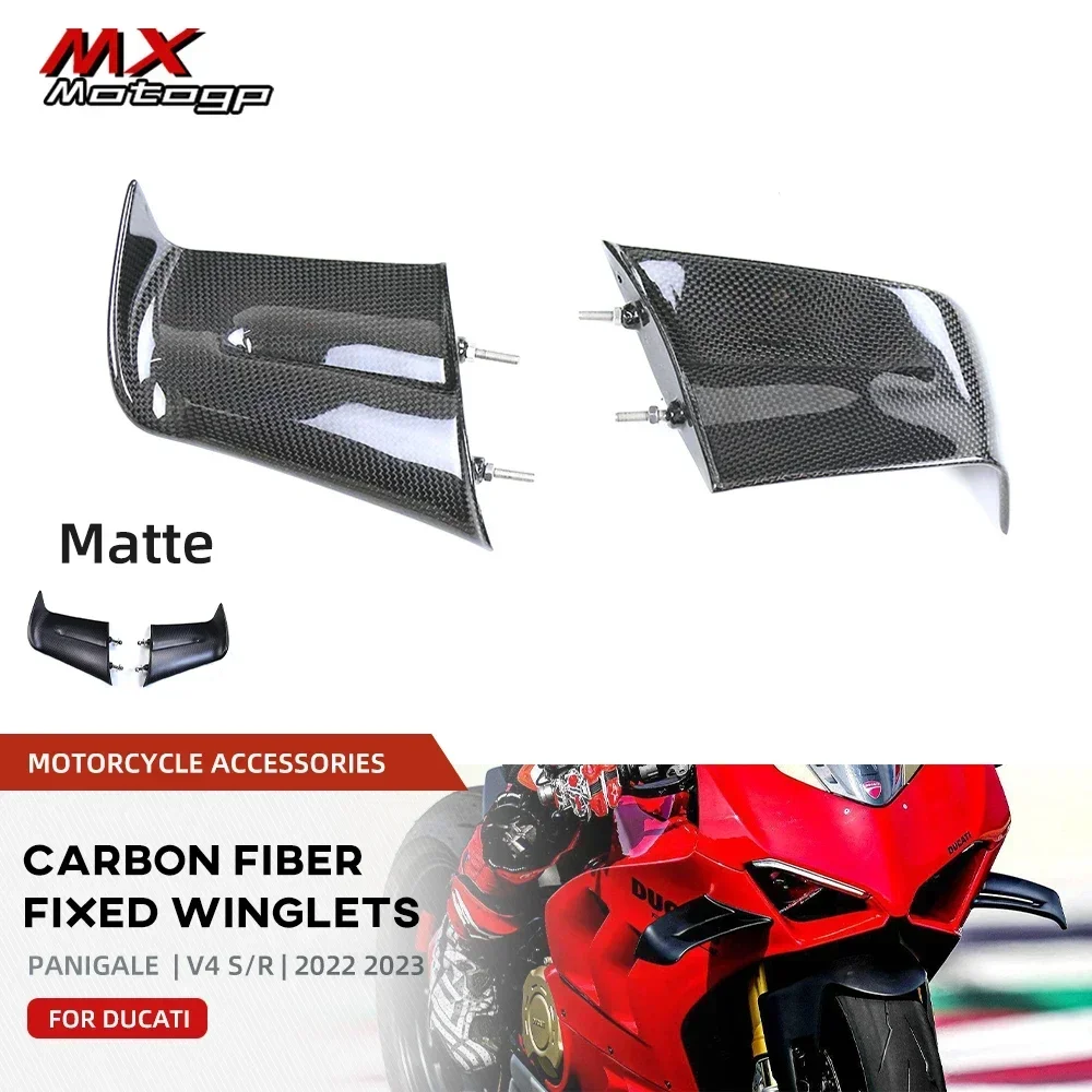For DUCATI Panigale V4 V4S V4R SP 2022 2023 2024 Carbon Fiber Motorcycle Winglets Aerodynamics Air Deflector Fixed Wing Fairing