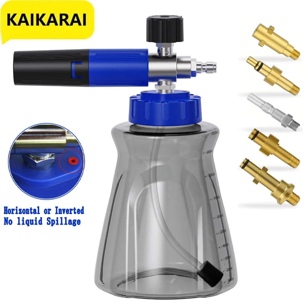 Stylish Blue-Black Foam Cannon, 1/4' Quick-Connect Fitting, Leak-Proof Lid Air Valve, for Karcher Elitech Bort AR Bosch