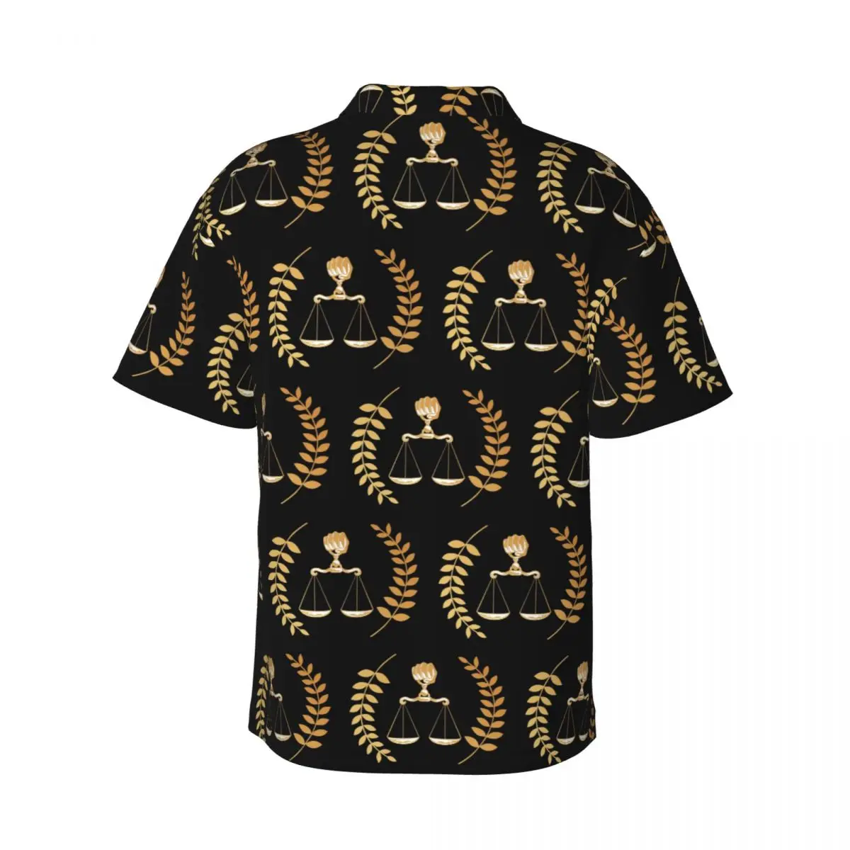 Gold Scales Of Justice Law Logo Lawyer Legal Party Men's Shirts Hawaiian Short Sleeve Shirt Funny Button Tops for Summer Beach