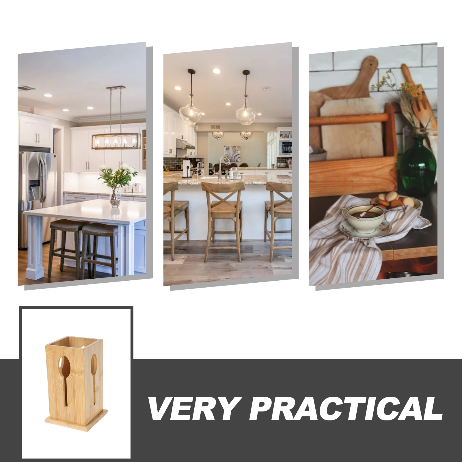 

Silverware Forks and Spoons Tableware Box Bamboo Utensil Holder Slips Light Brown