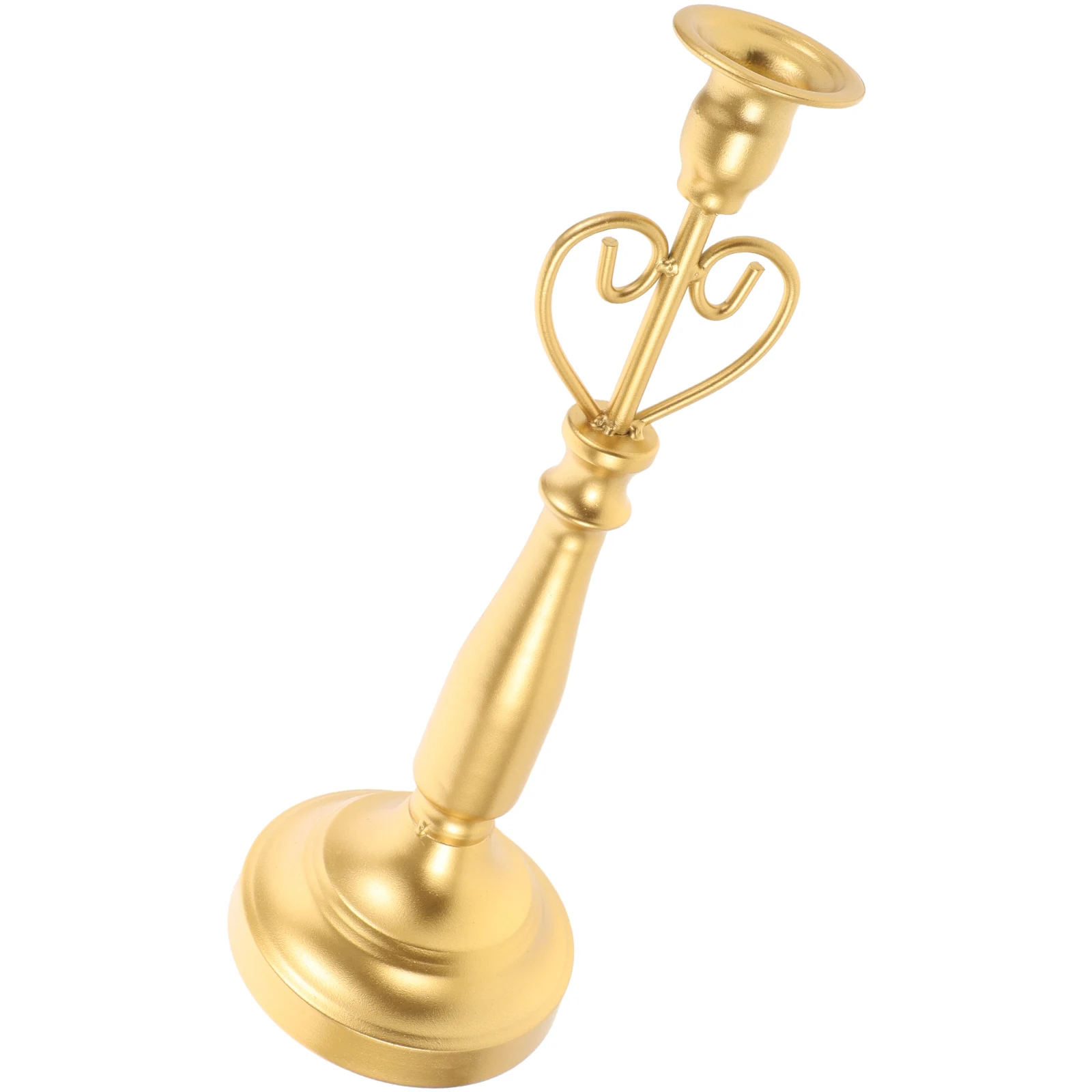 

Candlestick Holder Golden Single Head Metal Durable Romantic Dinner Table Decor Farmhouse Centerpiece Retro Stand