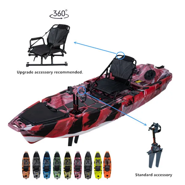 قارب بلاستيكي قابل للطي بدواسة كاياك بمقعد واحد للبحيرات والأنهار مادة هيكل HDPE #2