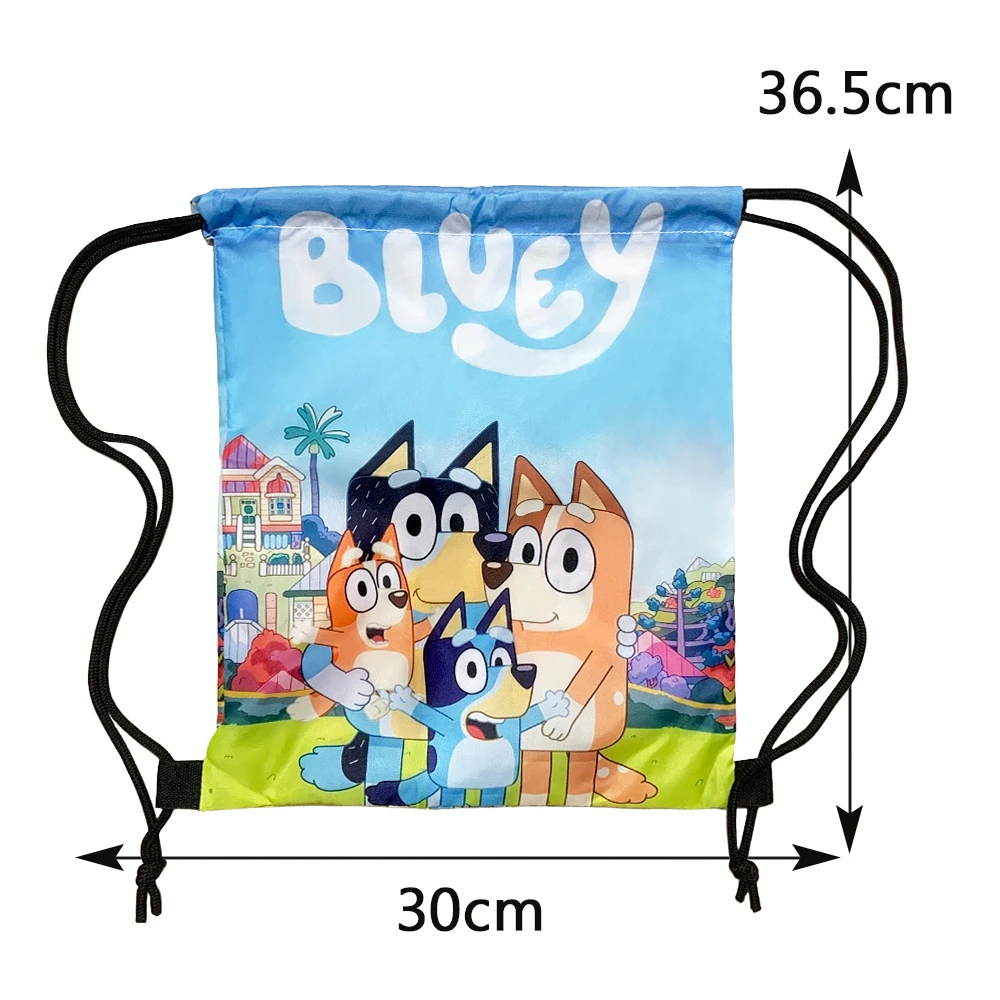 Bluey Bingo الرباط أكياس أنيمي الشكل الطباعة لطيف الكرتون المحمولة حقيبة التخزين على ظهره الأطفال حقيبة الوجبات الخفيفة