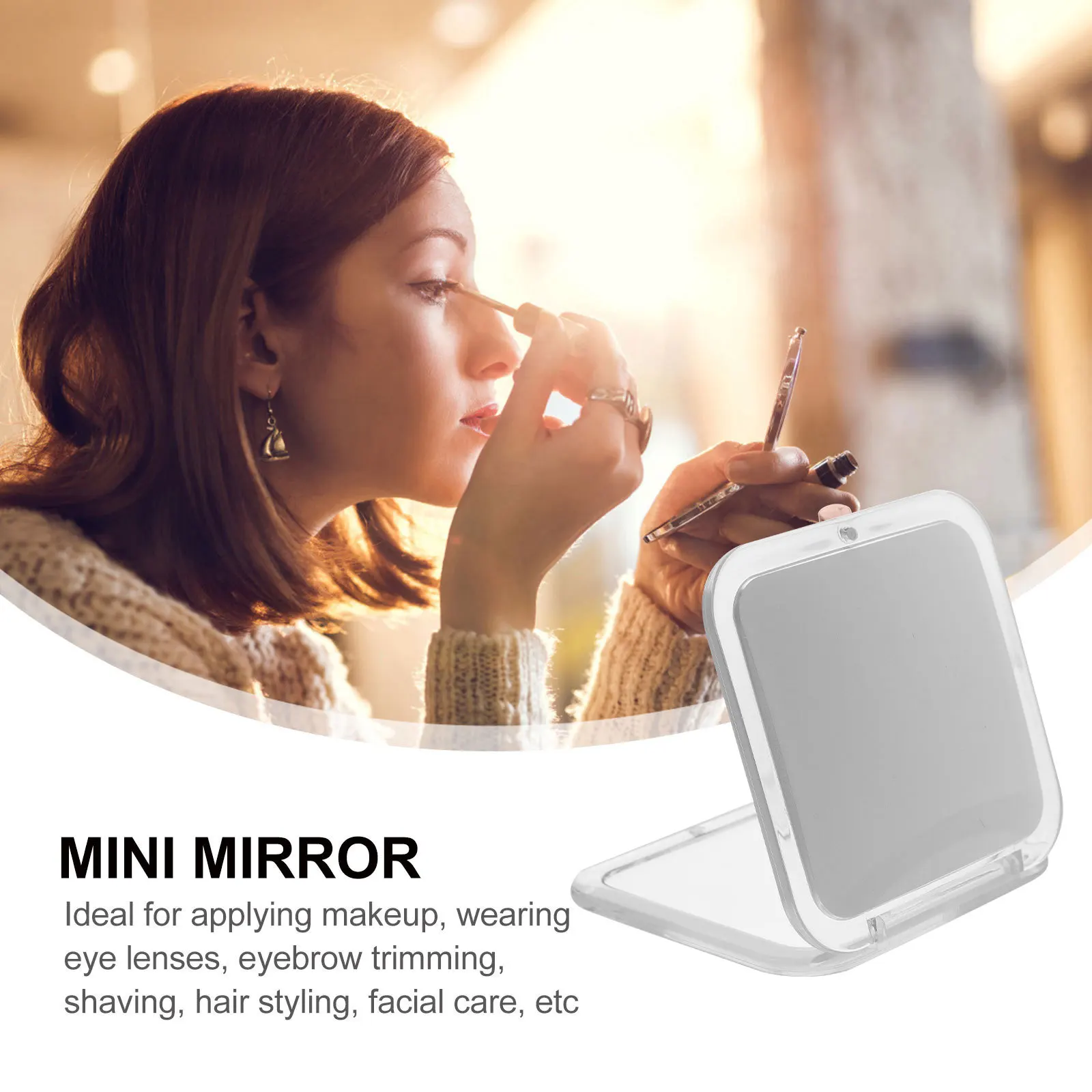 Kompakter Spiegel, kleiner Make-up-Spiegel, faltbar, Reisegröße, tragbar, leichtes Design für Geldbörsen und Taschen-Handspiegel