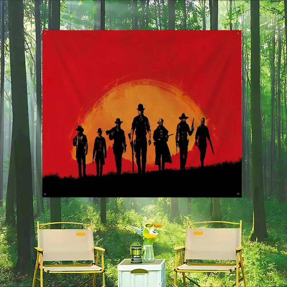 Popular R-Red D-Dead R-Redemption Game Family Gatherings Outdoor Atmosphere Flags Camping Decorations Banners