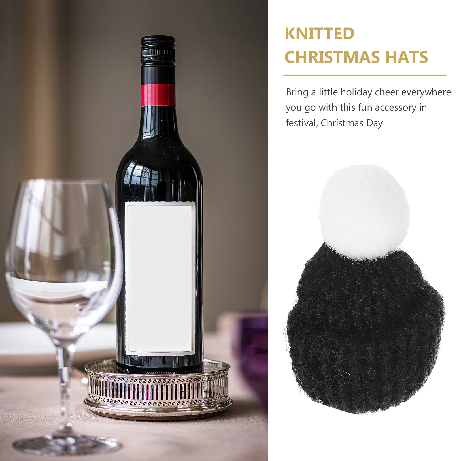 

10PCS Christmas Hats Knitted Santa Cap Black Scarf DIY H made Party Favors Holiday Decorations Festive Accessories