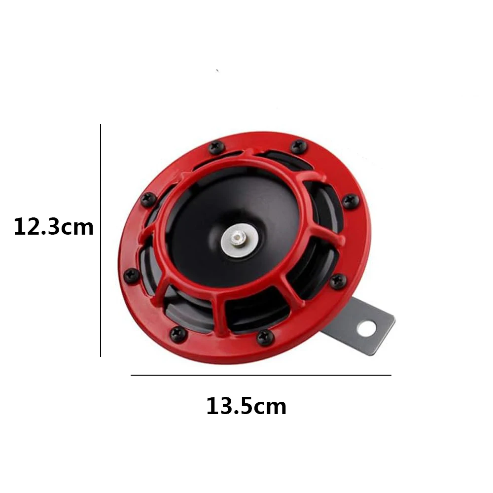 2Pcs/set Red Hella Super Loud Compact Electric Blast Tone Air Horn Kit 12V 115DB Car Disc Horn For Motorcycle Car Accessories