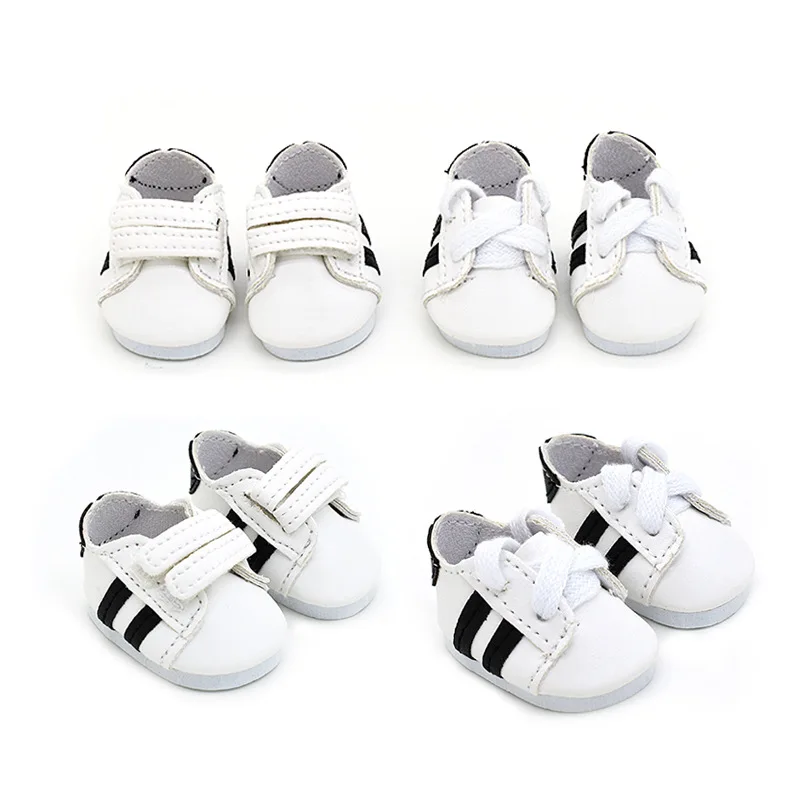 20cm Plush Doll Shoes Casual Sports Style Lace Up Velcro Black White Color Blocked Low Top Sports Shoes Boys Girls Small Gifts