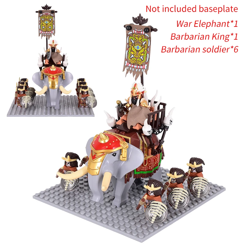 MOC Medieval Ages southern barbarians elephants Action Figures Building Blocks Bricks kids Toys gifts