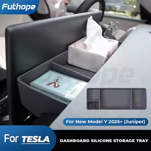 Futhope Silicone Dashboard Storage Box for Tesla Model Y Juniper ETC Tissue Box Storage Glasses Decorations