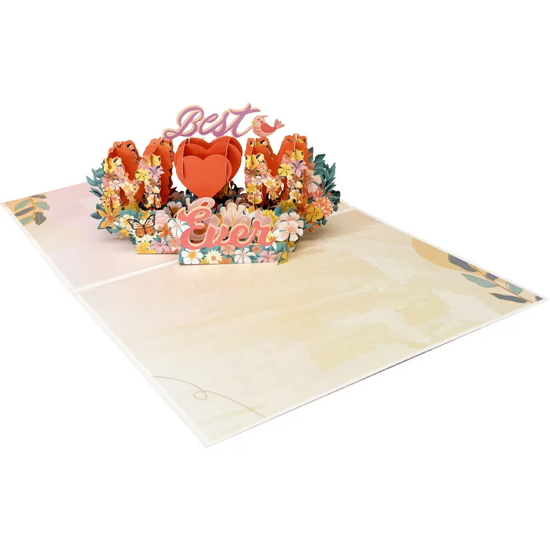 3D Pop-Up Mother's Day Card MOM Gift Card Happy Birthday Paper-Cut Greeting Card