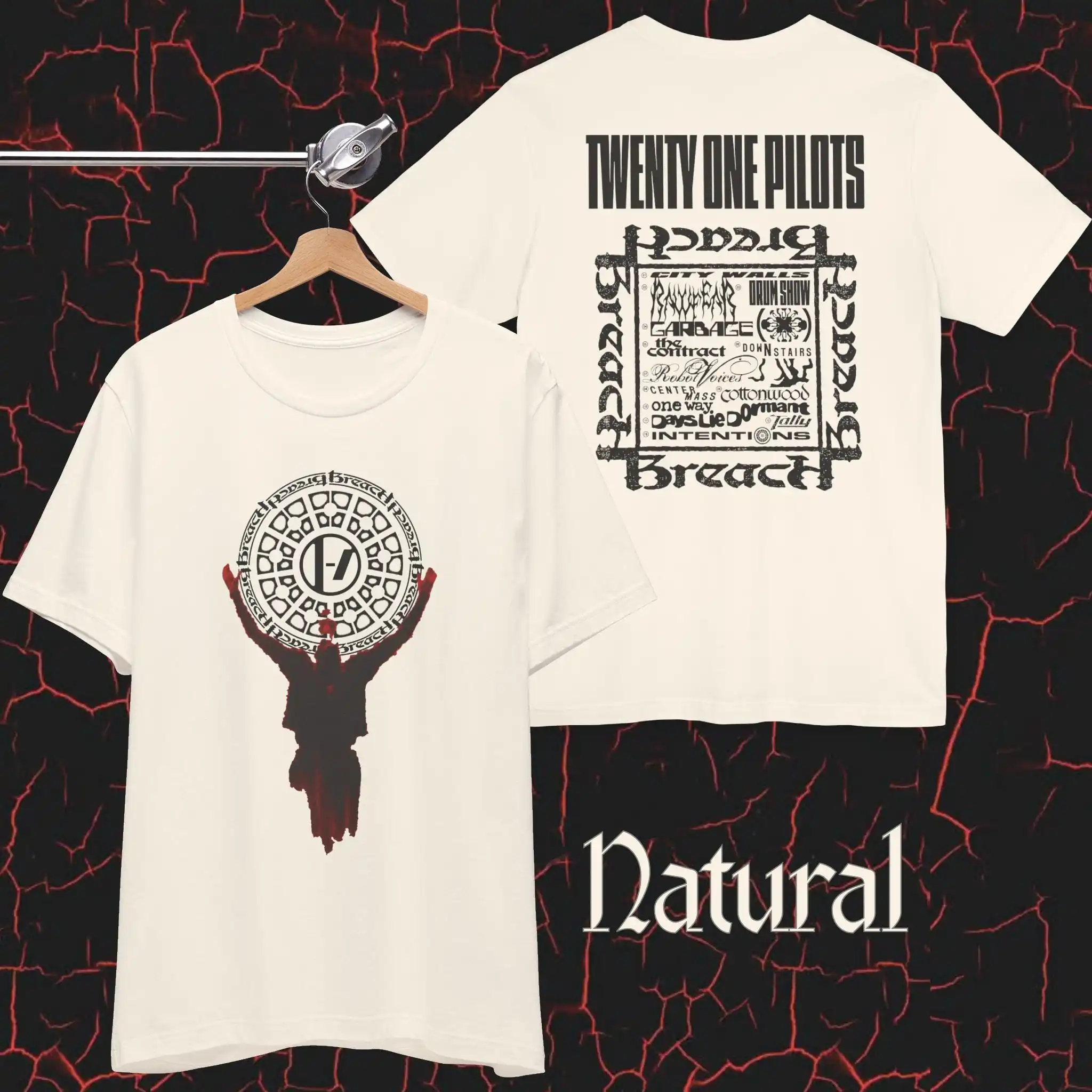 Twenty One Pilots Drag Path T-Shirt, Front & Back Print, Breach Album Tracklist, Unisex Tee - view 3