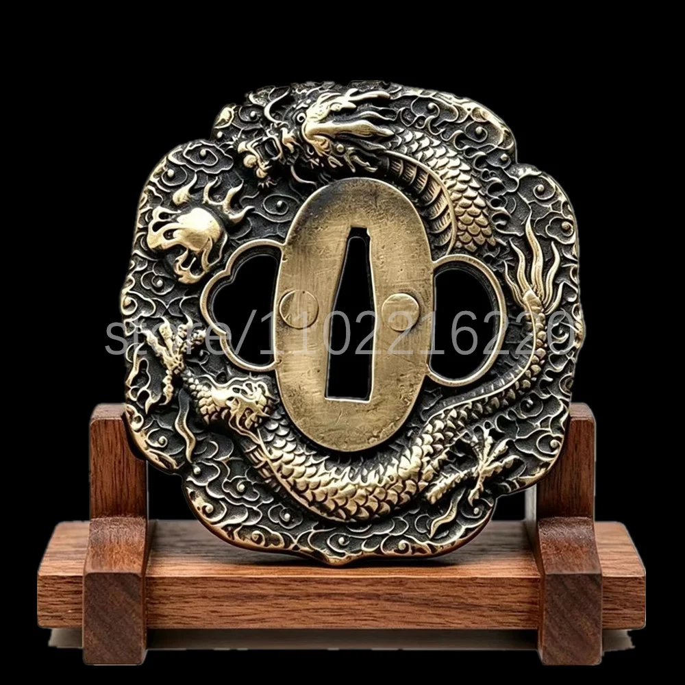 Unique Dragon Handle Sword Parts Copper Brass Tsuba Handguard Guard For Japan Samurai Katana Tachi Sword Fittings Accessory