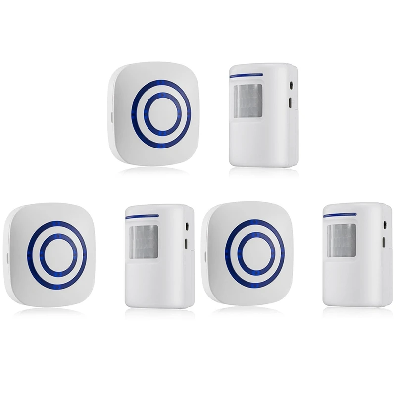 

3X Door Chime,Wireless Business Door Motion Sensor Detector Smart Visitor Doorbell Home Security Driveway Alarm EU Plug