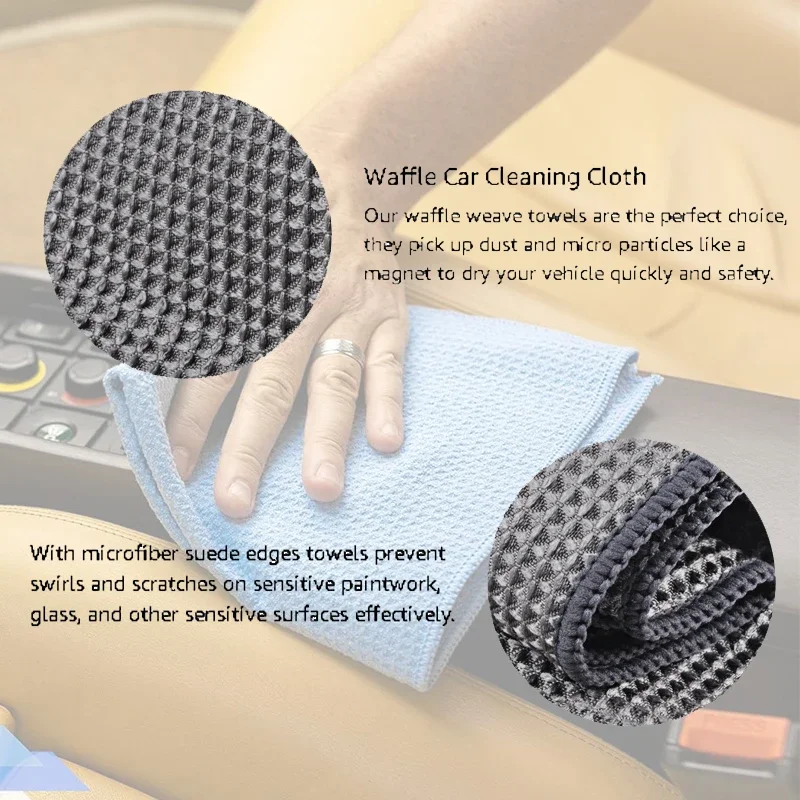 1/4/8Pcs Large Waffle Weave Matter Microfiber Drying Towel Car Cleaning Detailing Interior Window Cloth Quick Dry 14.5×15Inch