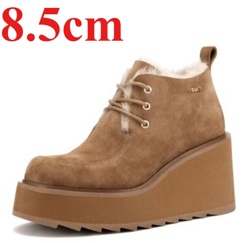 

Thick Soled Snow Shoes for Women's 8.5cm Platform Height-increasing Shoes Autumn and Winter Added Fleece and Warm Cotton Shoes