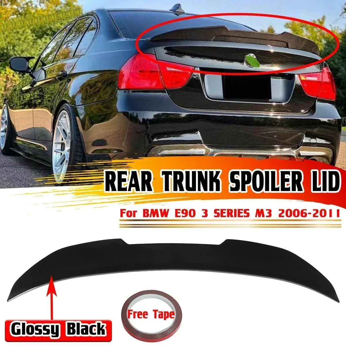 High Quality Car Rear Spoiler Wing Lip For BMW E90 3 SERIES M3 2006-2011 Rear Trunk Spoiler Lip Boot Tailgate Wing Lip Body Kit