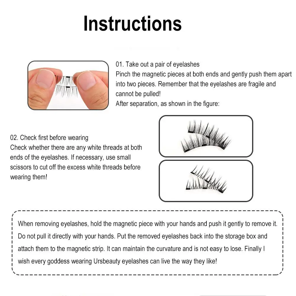 1pair Magnetic False Eyelashes with Tweezers 3D Natural Effect Reusable Lashes Strong Hold No Glue Needed Easy to Apply Makeup