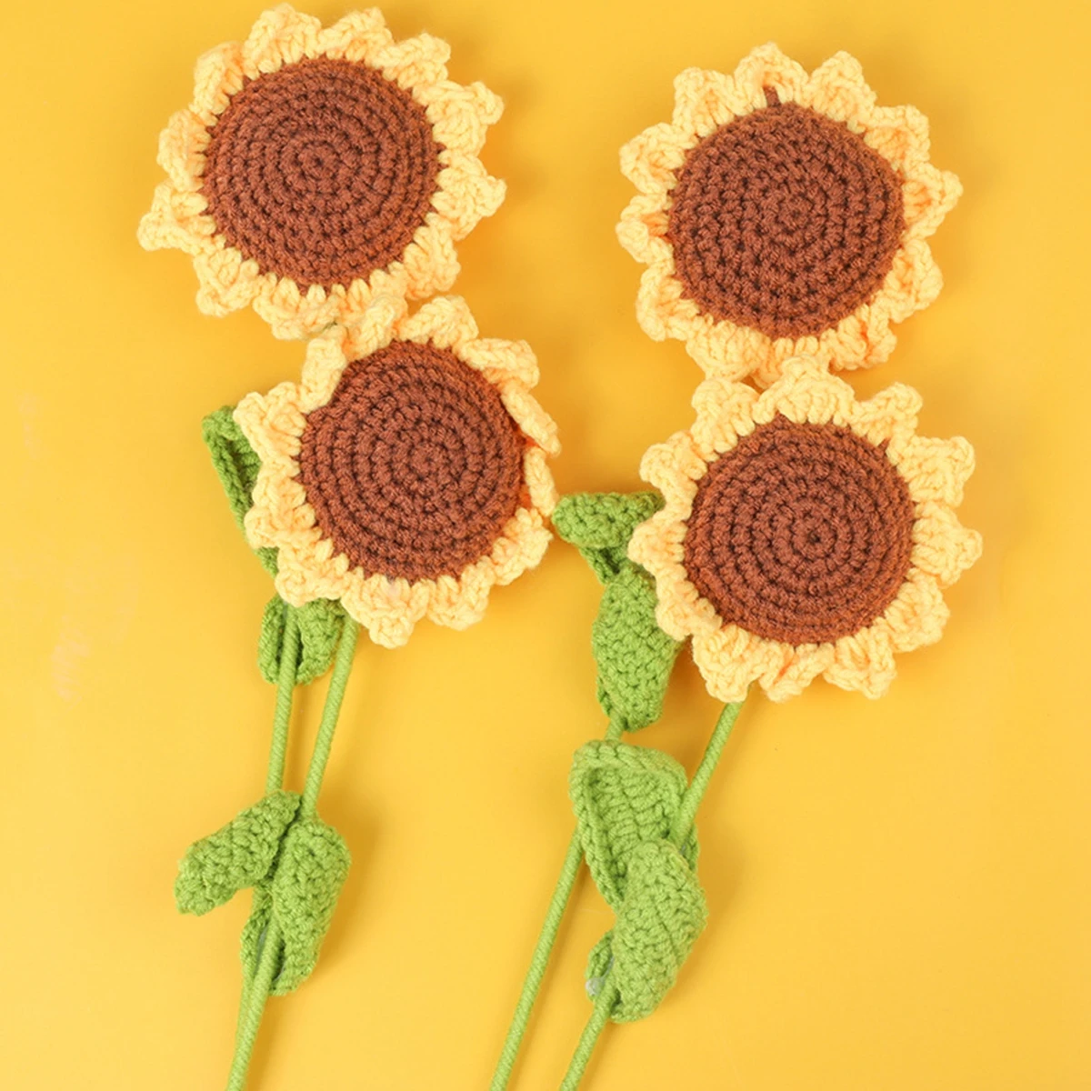 1pc Artificial Flower Handmade crochet yarn sunflower Outdoor garden wall Wedding bridalbouquet Christmas Home Festival Diy Gift