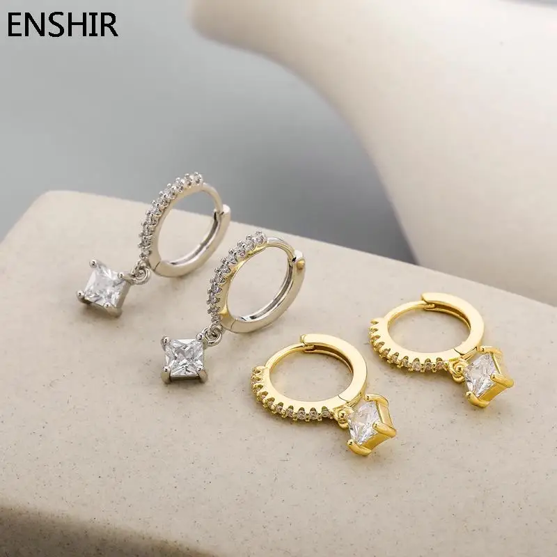 ENSHIR Luxury Small Zircon Drop Earrings For Women Fashion Hanging Earrings Female Jewelry