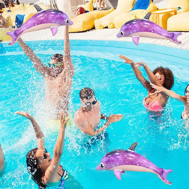 

Dolphin Pool Toy Inflatable Animals For Pool Cute Starry Dolphin Floatie Thickened Inflatable Sea Animals Photo Props Aquatic