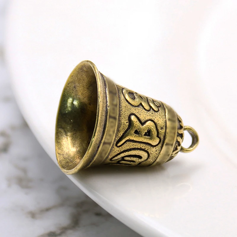 Tibetan Buddhism with Six Characters of Truth Mantra Brass Bell Charms Om Mani Pedme DIY Blessing Amulet Waist Hanging Jewelry