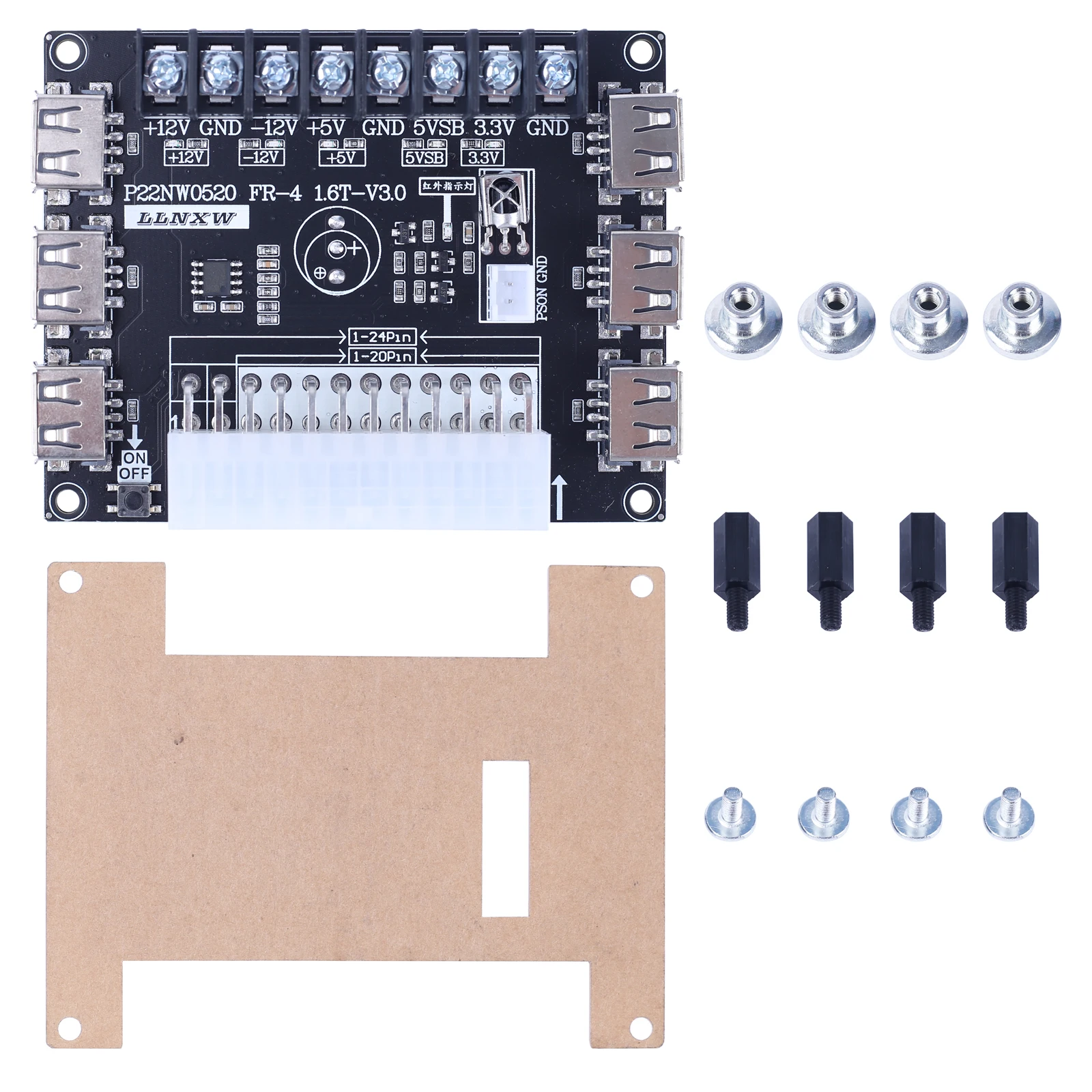 Przeniesienie 20/24pin ATX do adaptera adaptera USB ATX z zasilaczem moduł zasilania Breakout 3.3V 5V +/-12V