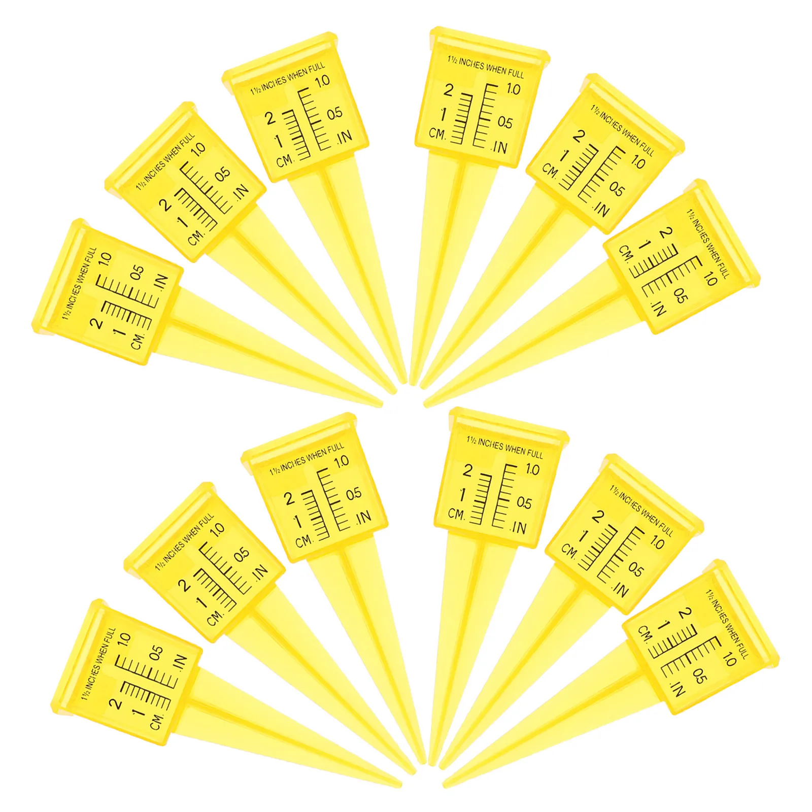 12 Pcs Durable Plastic Rain Gauge Lawn Sprinkler Accurate Backyard Water Garden Measuring Tool Yellow