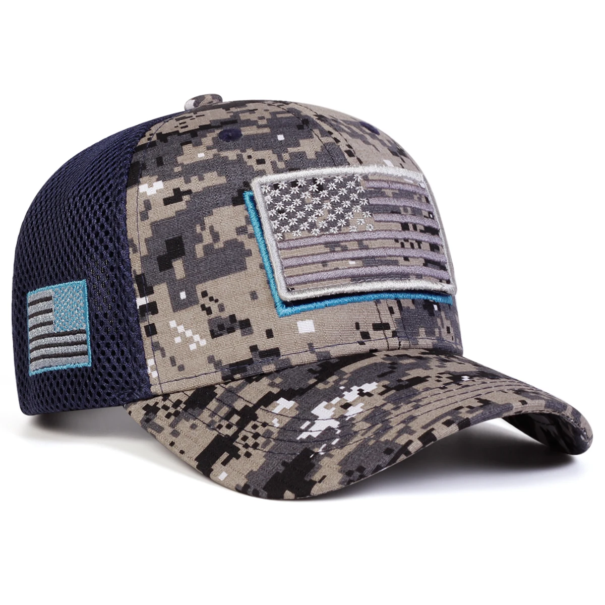 Unisex Amerikanische Flagge Stickerei Camouflage Baseball Net Caps Frühling Sommer Outdoor Einstellbare Casual Hüte Sonnenschutz Hut Kappe – Detail 7