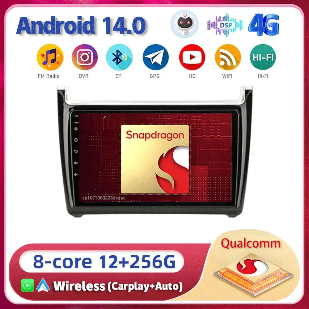 

Android 14 Carplay Auto WIFI+4G For Volkswagen VW Polo 2008-2020 Car Radio GPS Stereo Multimedia Video Player 2din Head Unit DSP