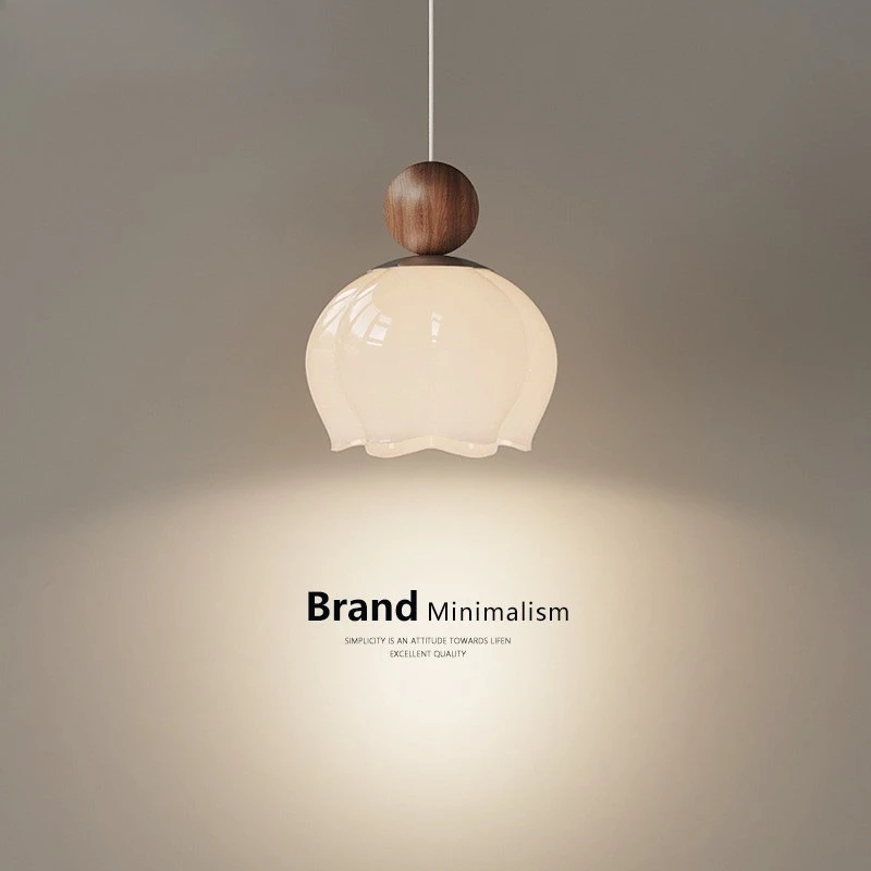 French Retro LED Pendant Lights Glass Lily of Valley Glass Ceiling Chandelier Bedroom Bedside Table Restaurant Cafe Hanging Lamp