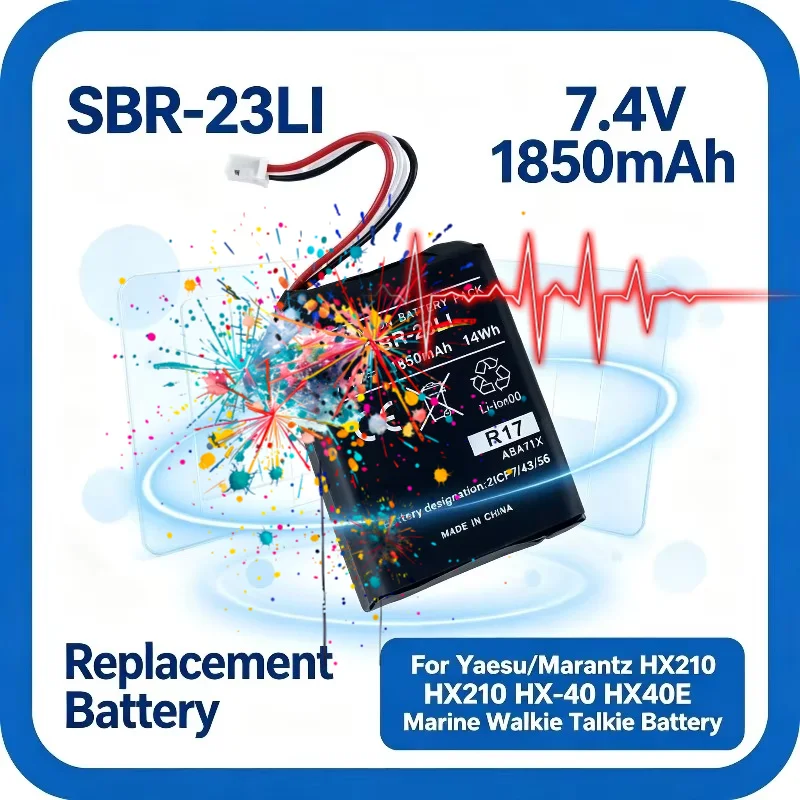 NEW SBR-23LI 7.4V 1850mAh 14Wh Replacement Li-ion Battery For Yaesu/Marantz HX210 HX-40 HX40E Marine Walkie Talkie Battery