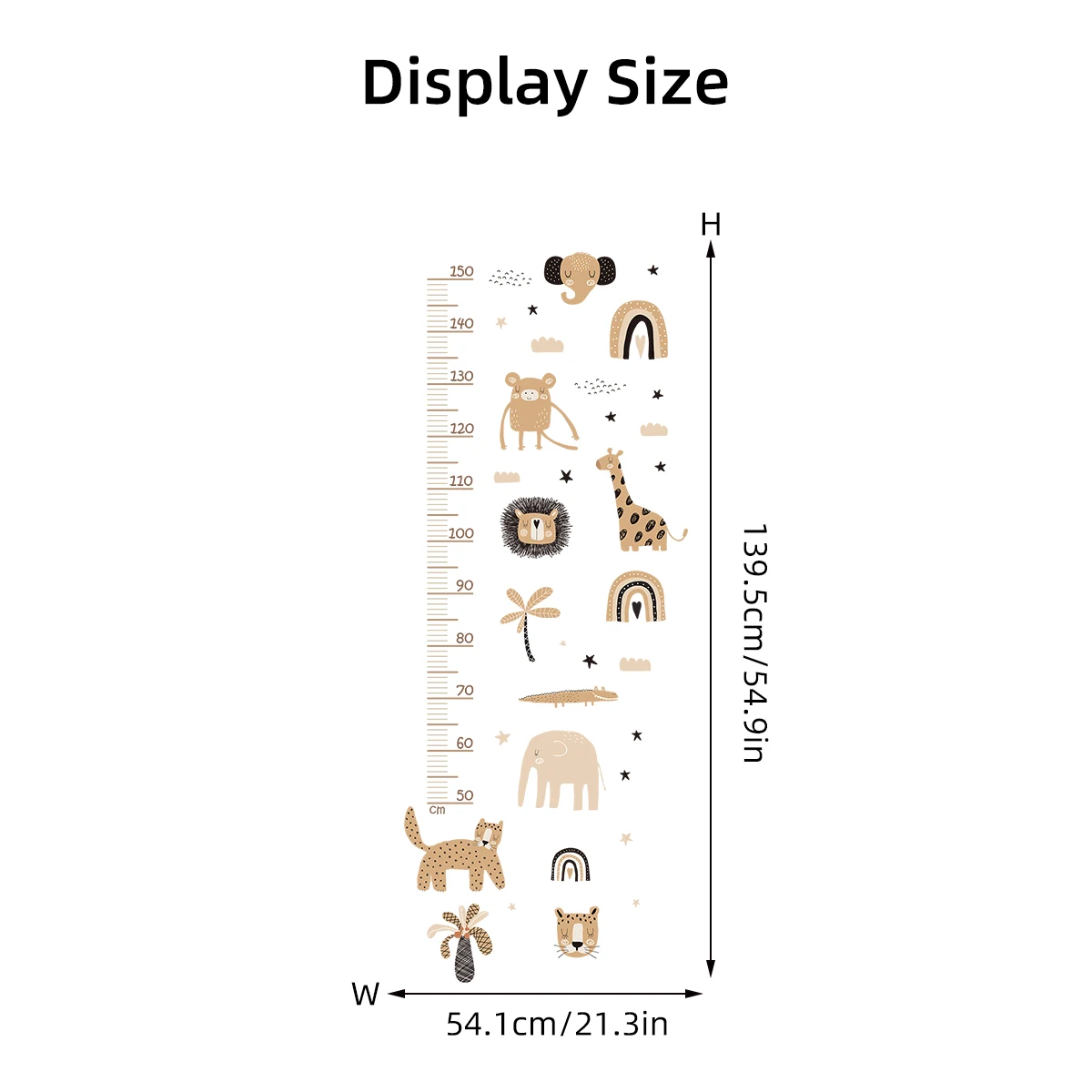Cartoon Animals Height Wall Sticker for Kids Baby Room for Measure Height Children\'s Room Wall Decals Living Room Bedroom