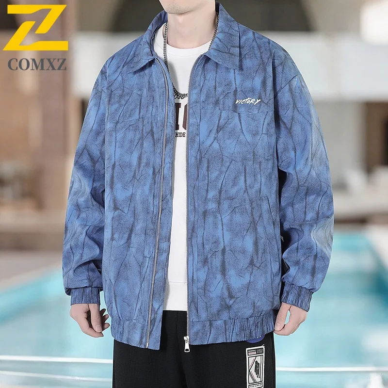 

COMXZ 2025 New Jacket Men Youth 3D Hollow American Heavy Workwear Shirt Casual Fashion Coat De Wu Cross Border