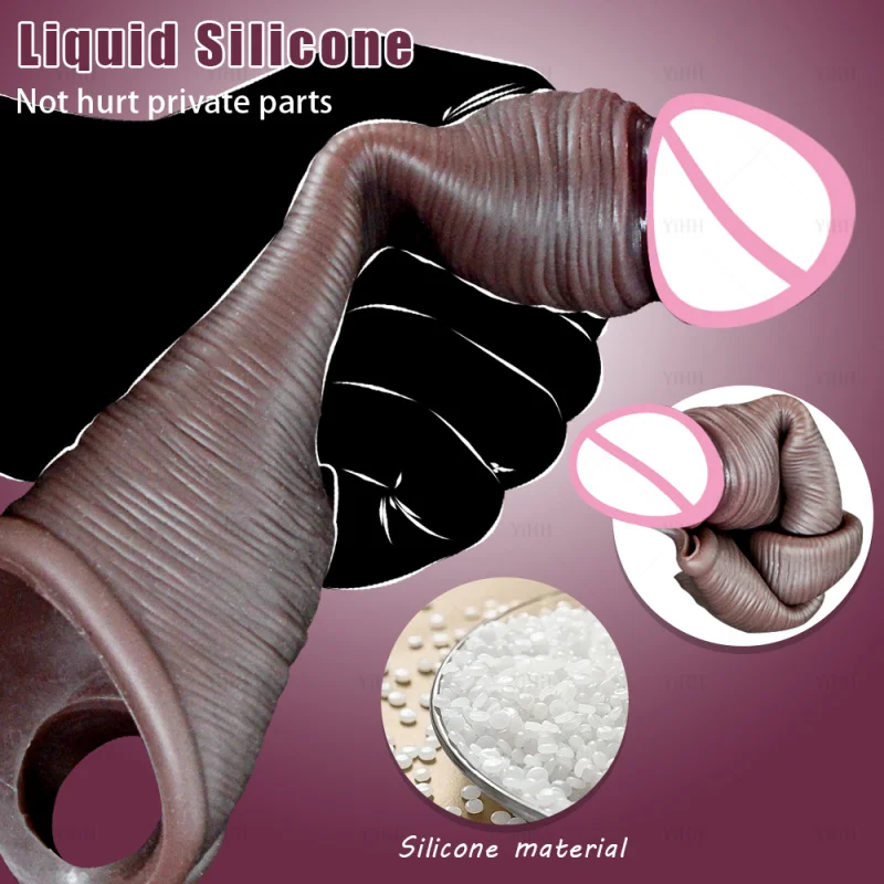 Man Penis Sleeve Enlargement Penis Extender Dick Ring Cock Sleeve Adult Sex Toys For Men Adult Products Reusable Condom For Men view 3