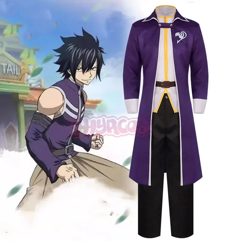 

DY2025Gray Cosplay Anime Fairy Tail Gray Fullbuster Costumes Trench Pants Belt Uniform Set Halloween Party Outfit for Men Women