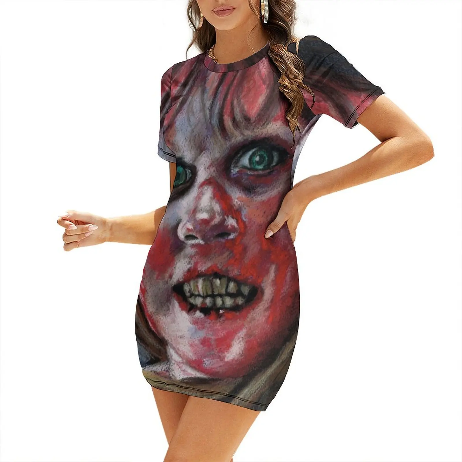 

The Exorcist Short-Sleeved Dress festival outfit women evening dress women dress for women summer long sleeve