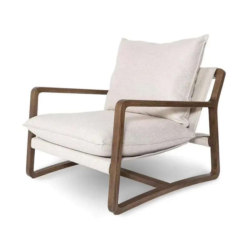 Wholesale Solid Wood Chair Upholstered Living Room Leisure Sofa Chair
