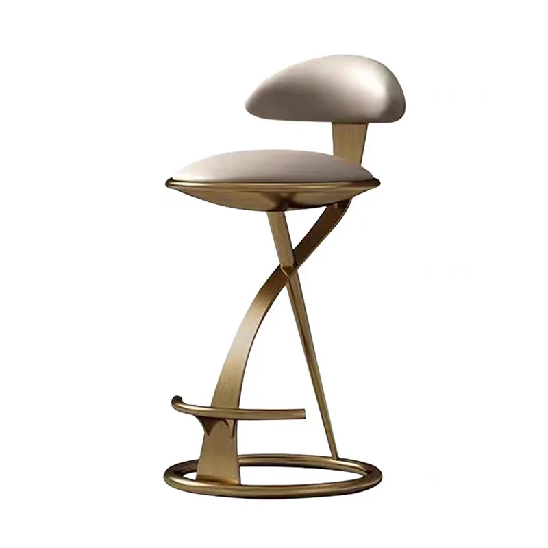 

Light luxury modern simple household metal frame round metal base commercial bar chair