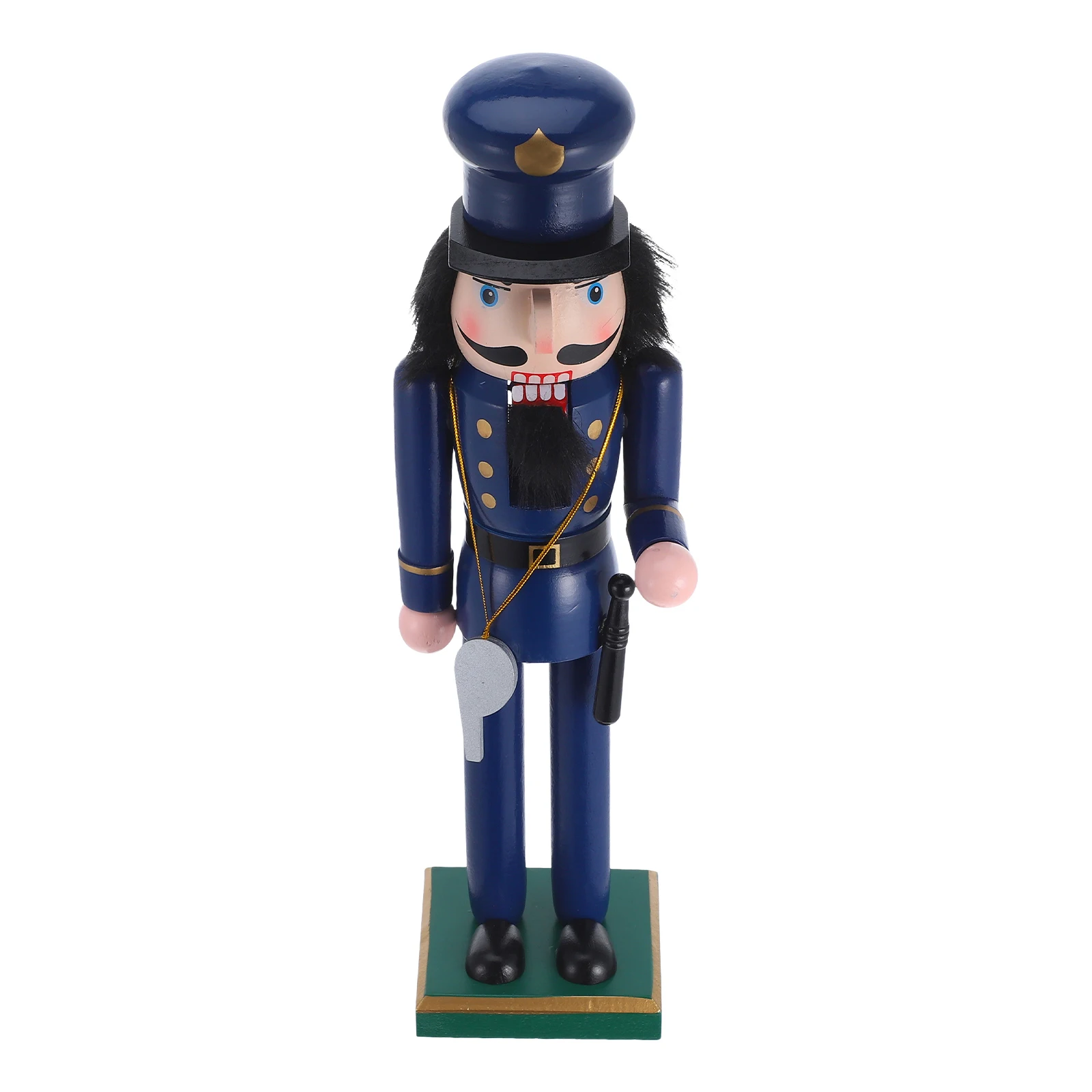 

36cm Nutcracker Ornament Police Christmas Decor Statue Walnut Soldier Tabletop Home Decoration Wooden Design Realistic