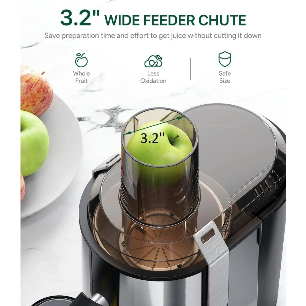 Juicer Machine, HOPETANA 3.2" Big Mouth for Whole Fresh Fruits & Vegetables, Juice Extractor Maker, BPA-Free, Easy to Clean