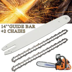 1Set 14 Inch Chainsaw White Guide Bar With Saw Chain 3/8 LP 50 Section Saw Chain For STIHL MS170 MS180 MS250 Gasoline Chainsa