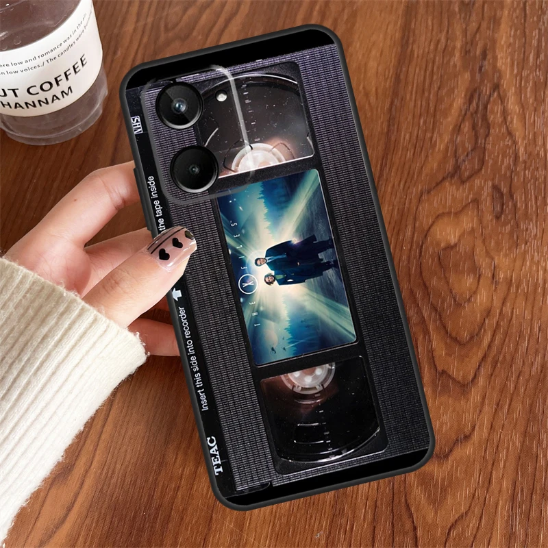 حافظة شريط VHS ريترو لهاتف Realme 14 Pro Plus 12 10 11 13 GT 6 6T 5 GT7 Pro C61 C55 C51 C21Y C25S C67 C75 C53