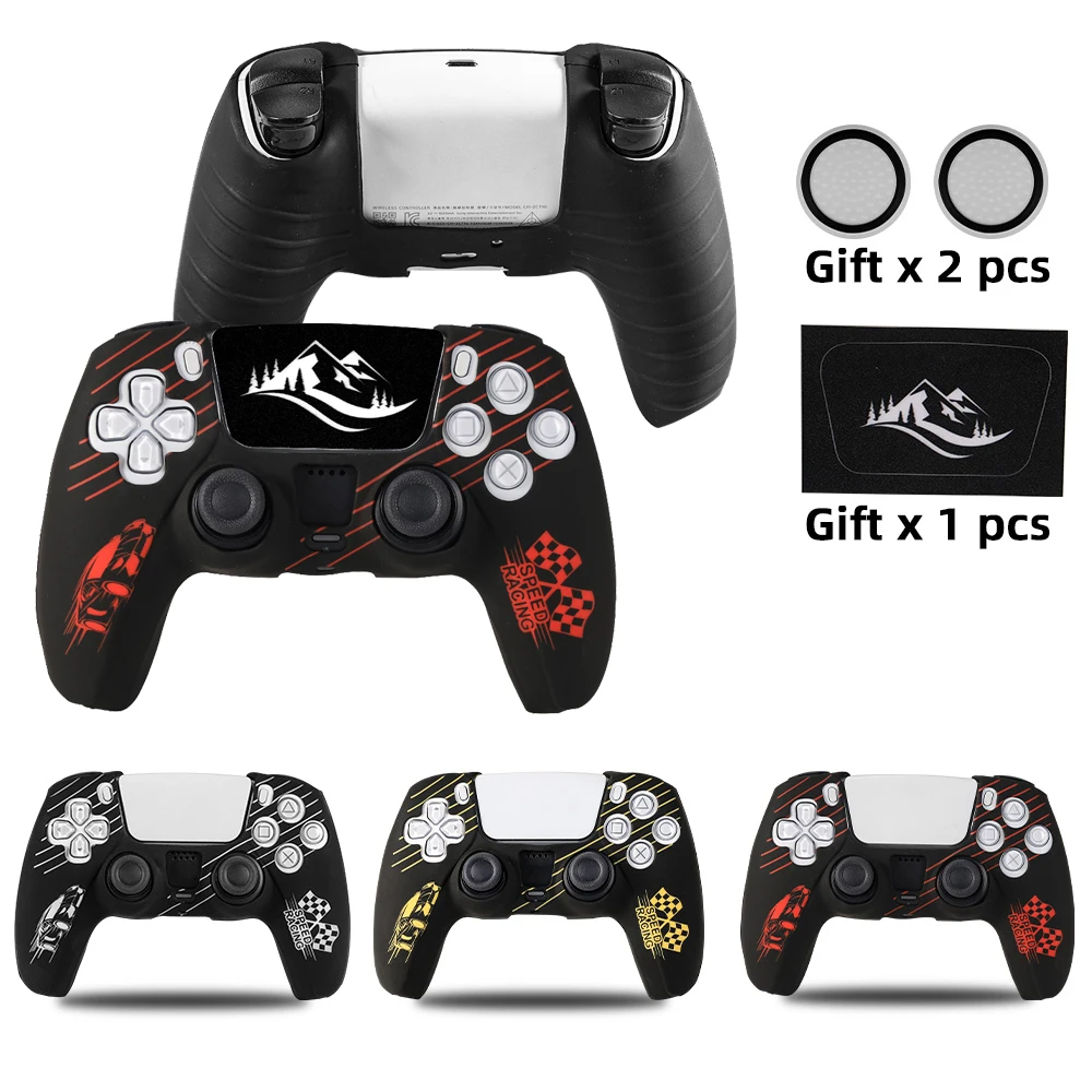 غطاء سيليكون الجلد لوحدة تحكم PS5 غمبد واقية كم لوحة اللمس ملصق Thumbstick قبضة قبعات لملحقات PS5