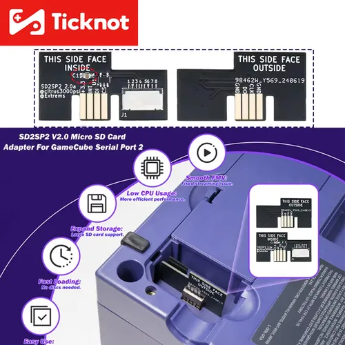 El último adaptador de tarjeta SD SD SD2SP2 V2.0 TF para Gamecube puerto serie 2 Sdloader Smooth Fmv sin retraso uso de CPU bajo
